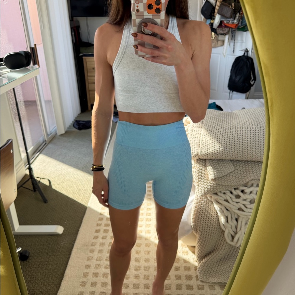 Women's Blue Biker High-Waisted Shorts